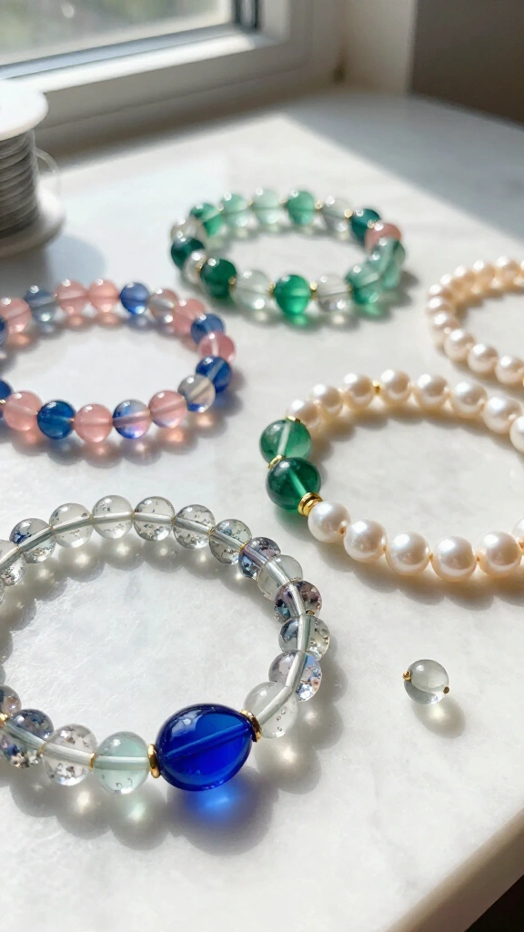 Glass bead jewelry: bracelets and necklaces
