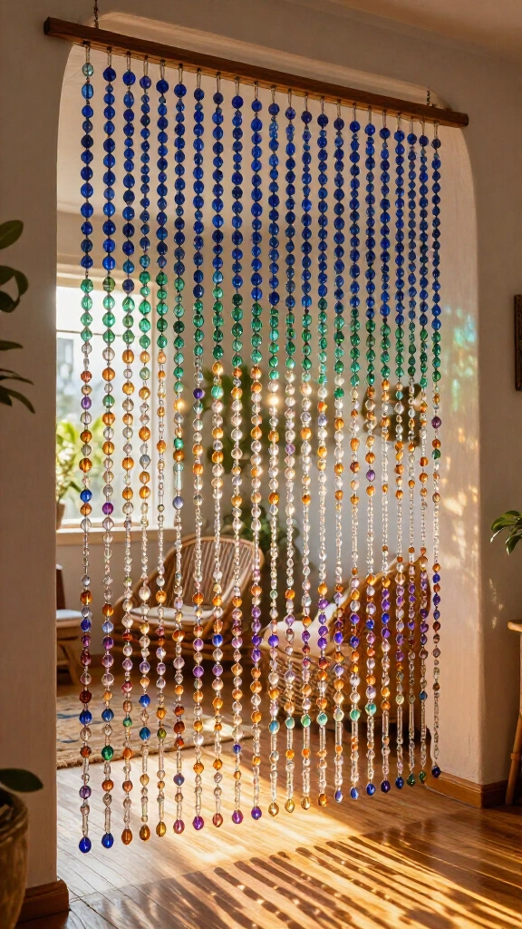 Beaded curtain or room divider