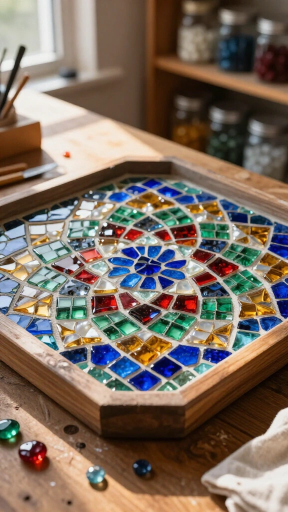 Mosaic glass bead tray