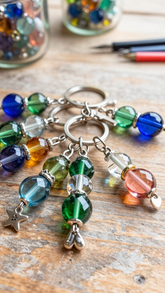 Glass bead key chains