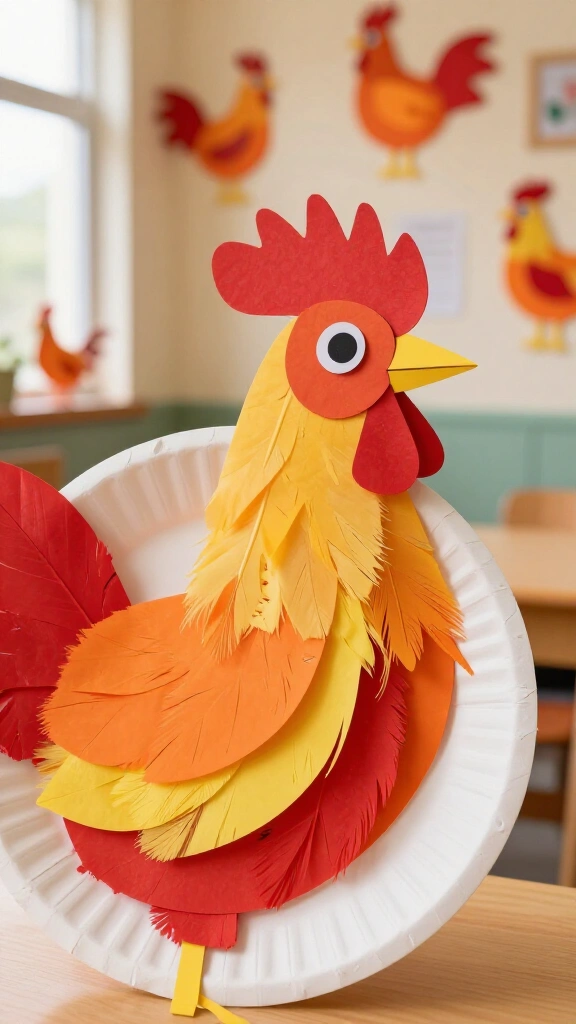 Paper plate rooster