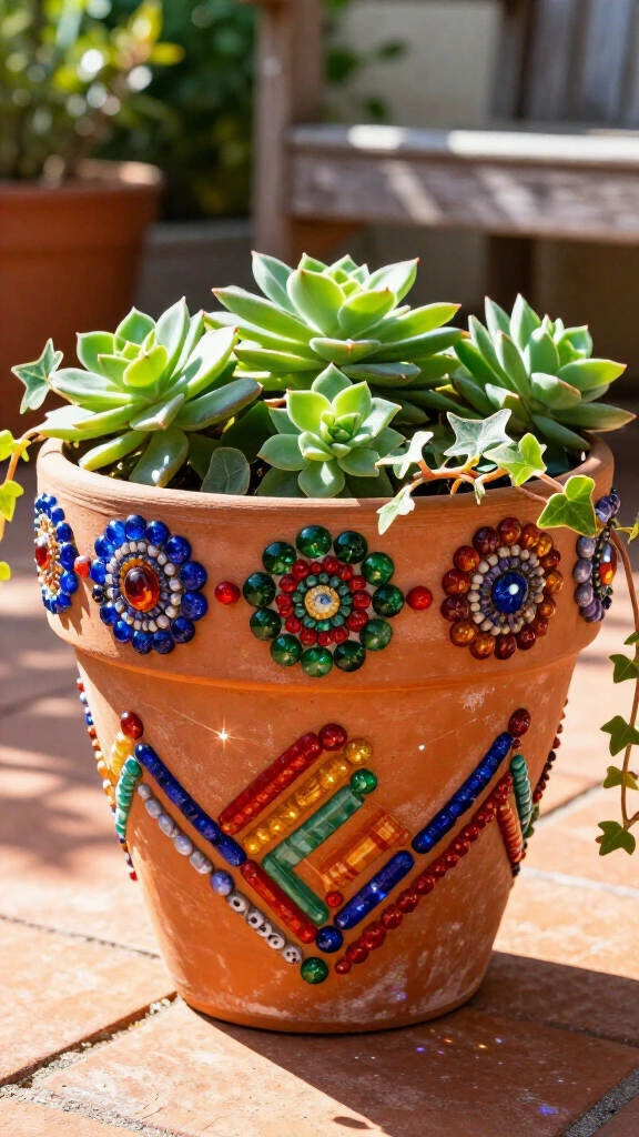 Glass bead plant pot decoration
