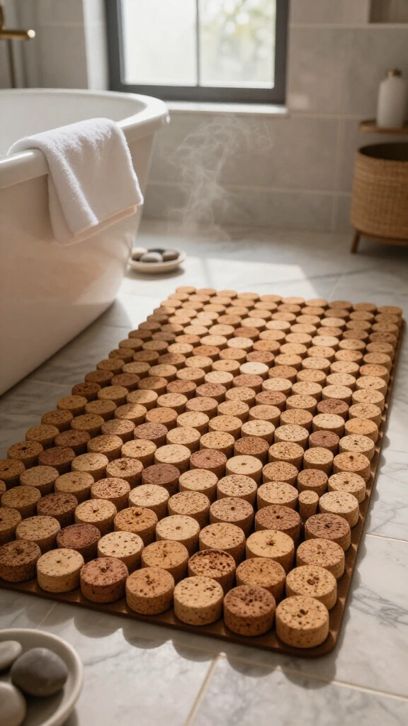 Wine cork bath mat