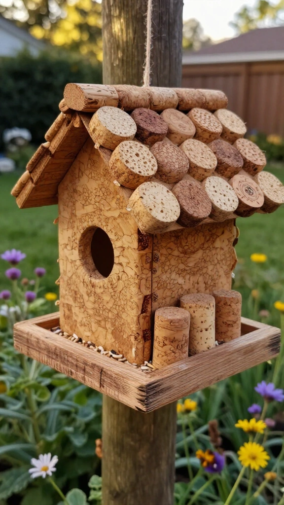 Cork bird feeder