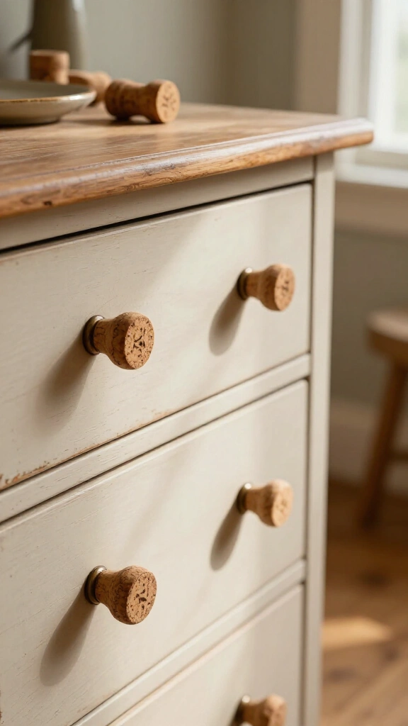 Cork drawer knobs