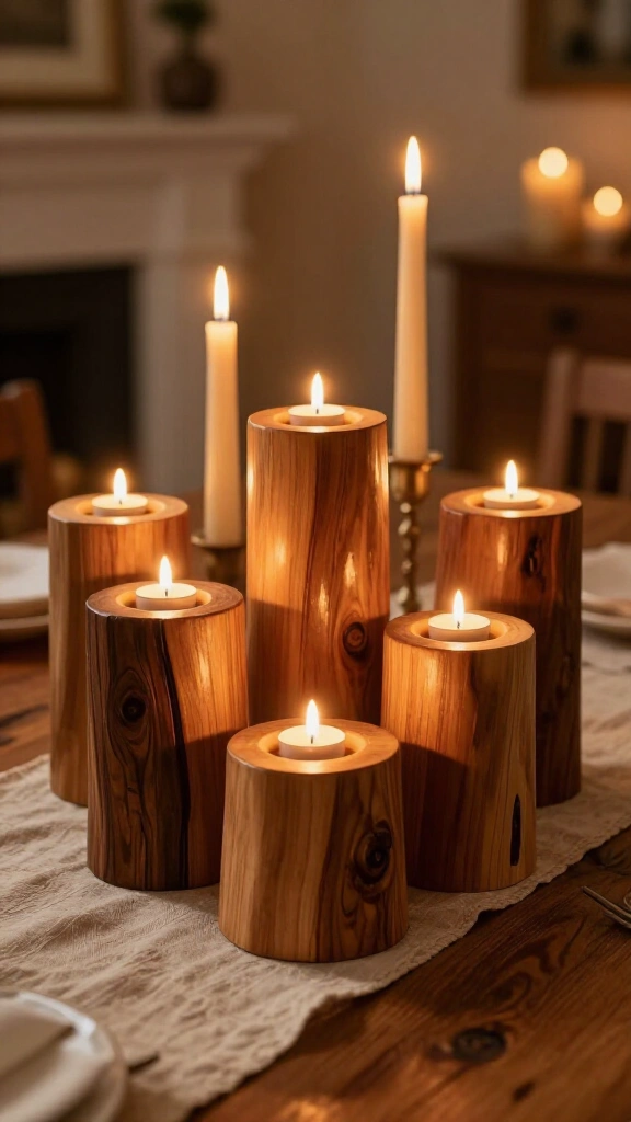 Wooden candle holders