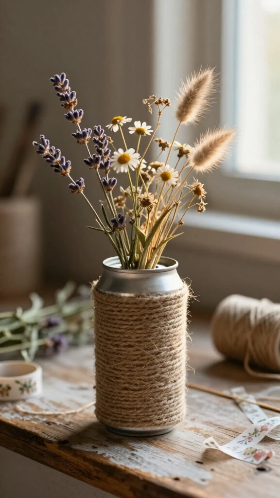 Soda can flower vase