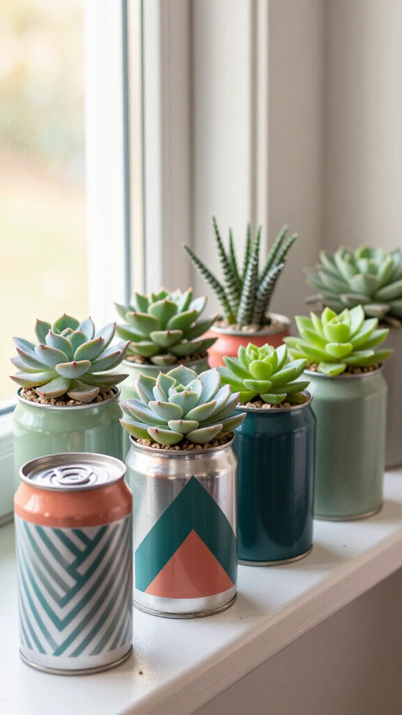 Soda can succulent planter
