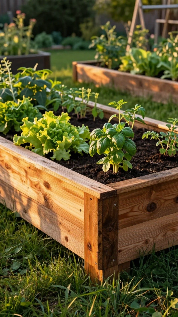 Scrap wood raised garden bed