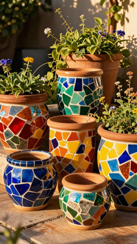 Mosaic flower pots