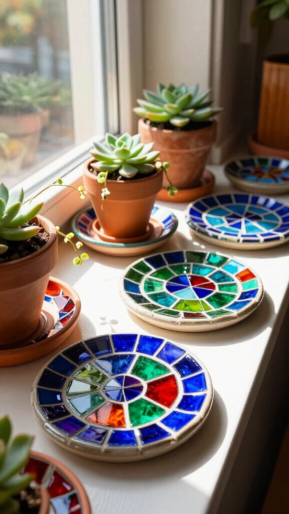 Mosaic plant saucers