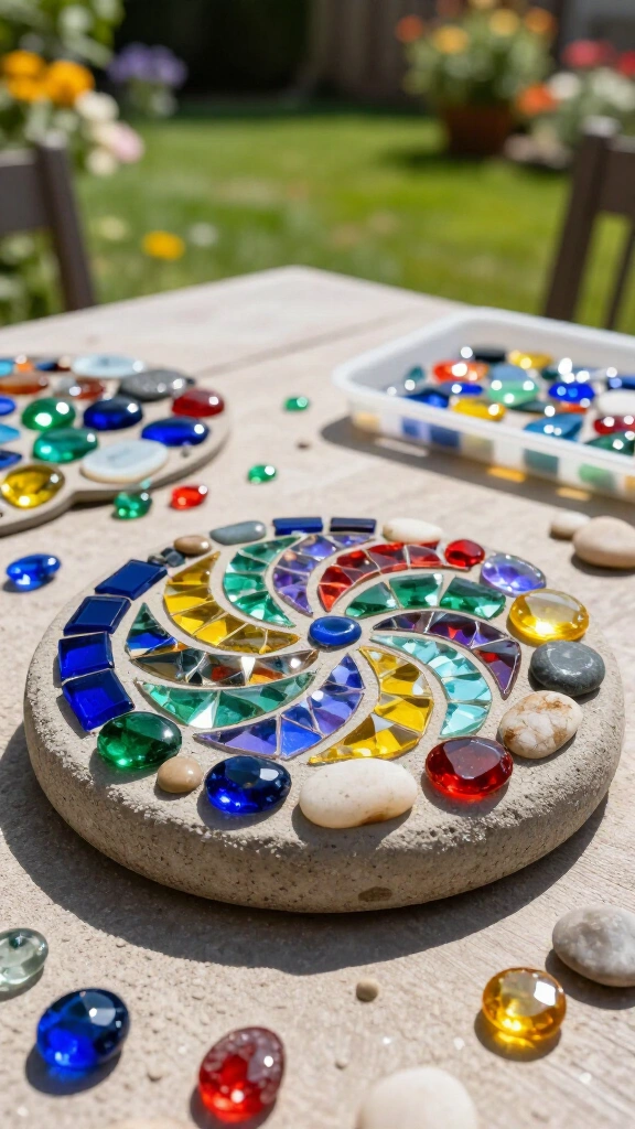 Mosaic stepping stone with kids