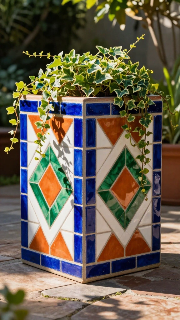 Mosaic outdoor planter