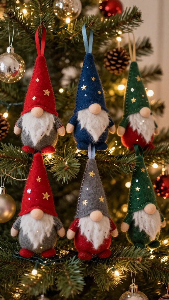 Felt gnome ornaments