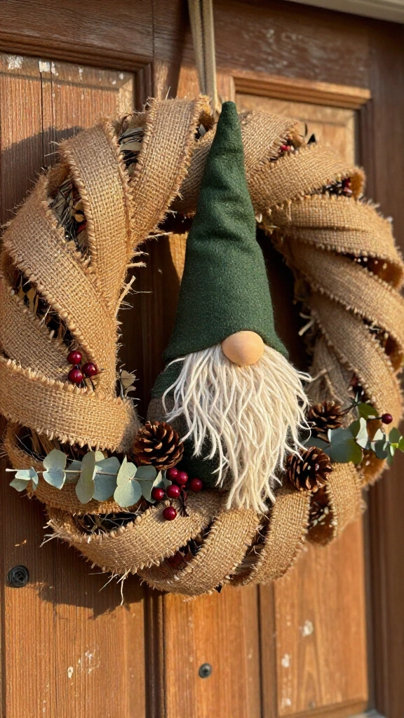 Burlap gnome wreath