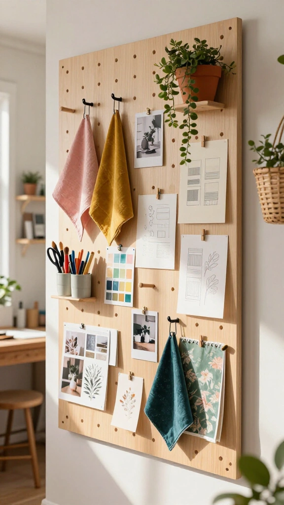 Craft room pegboard mood board