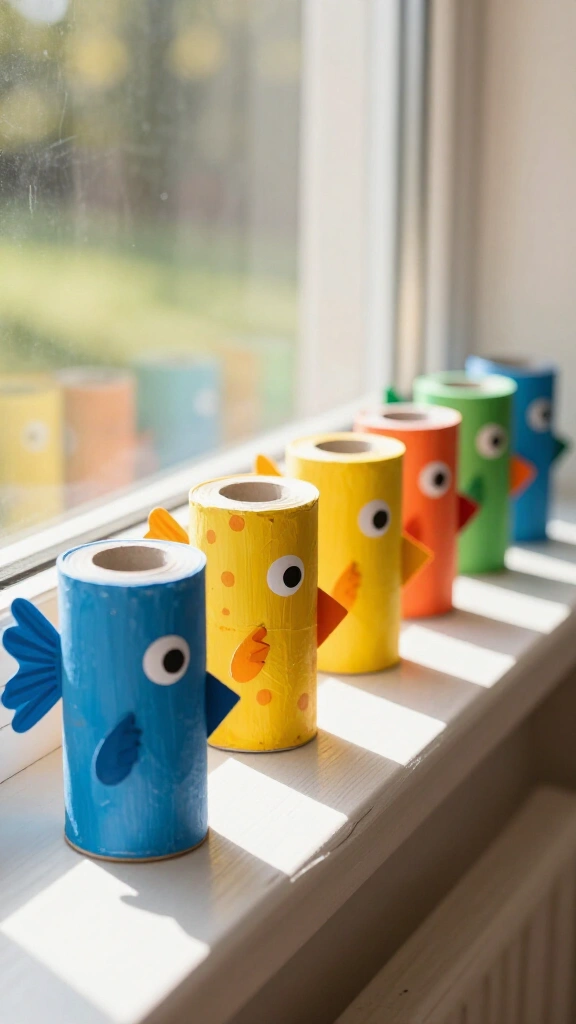 Toilet paper roll fish