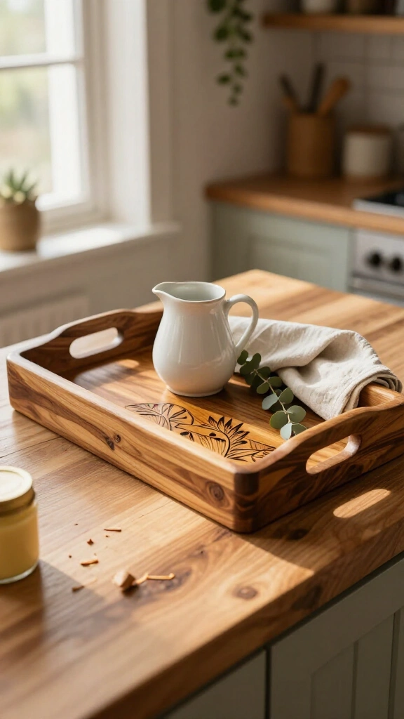 Wooden serving tray