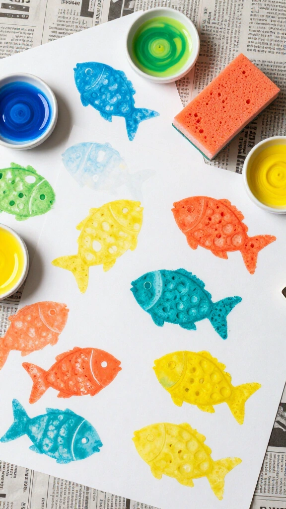 Sponge painted fish