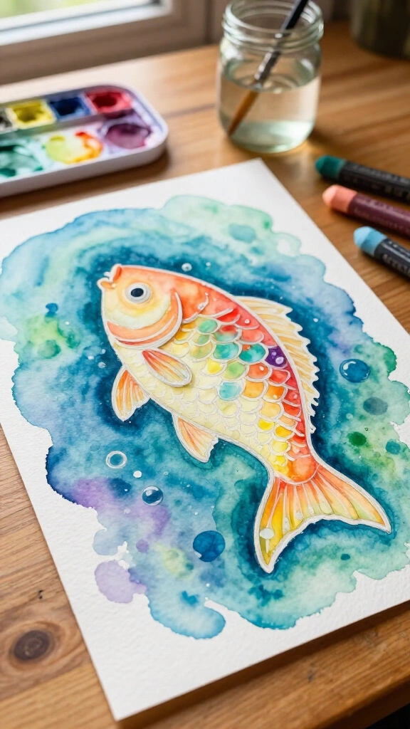 Watercolor fish art