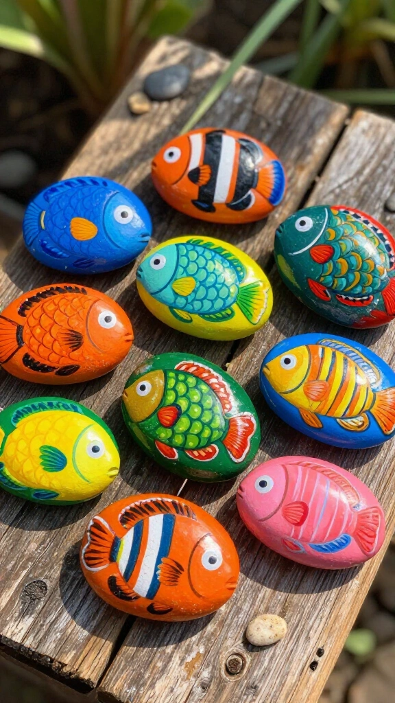 Rock painted fish