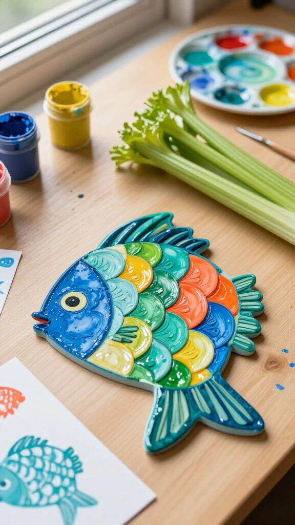 Celery stamped fish scales
