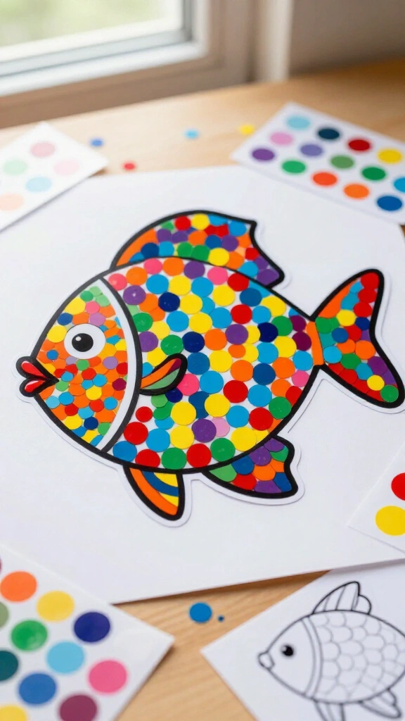 Sticker mosaic fish