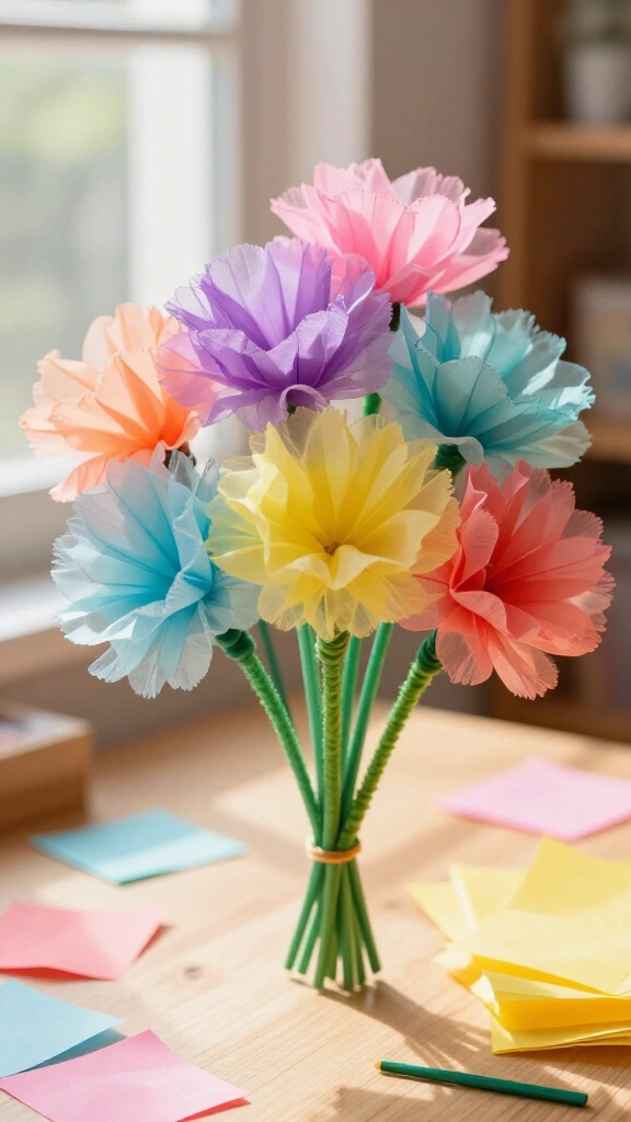Tissue paper flower bouquets
