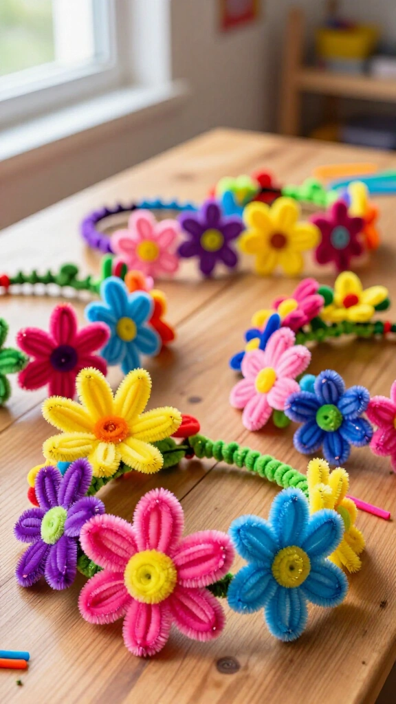 Pipe cleaner flower crowns