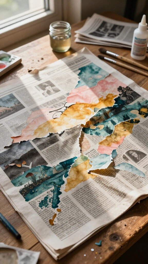 Newspaper collage art