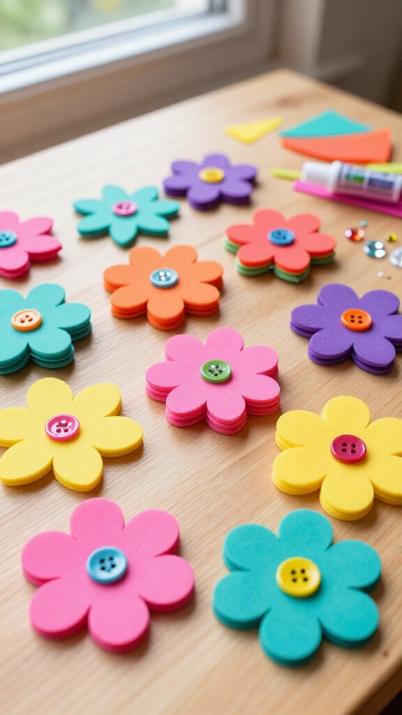 Foam sheet flower hair clips