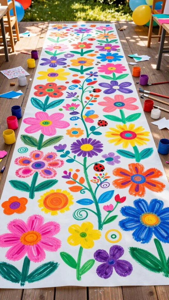 Giant flower garden mural