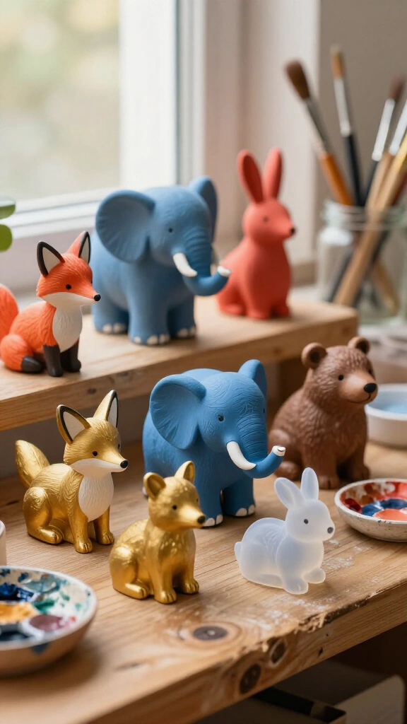 Plaster animal figurines