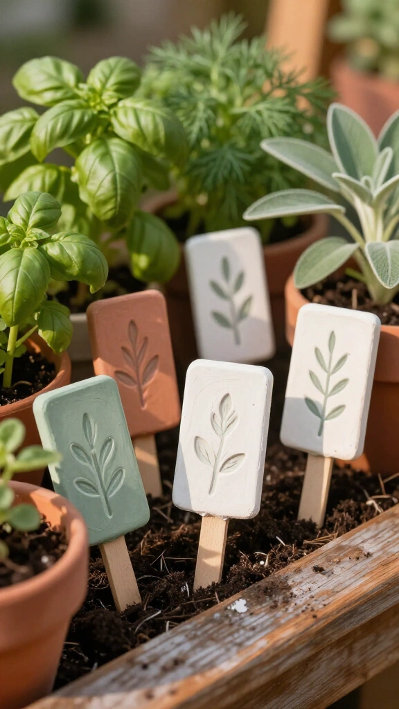 Plaster of Paris herb garden markers