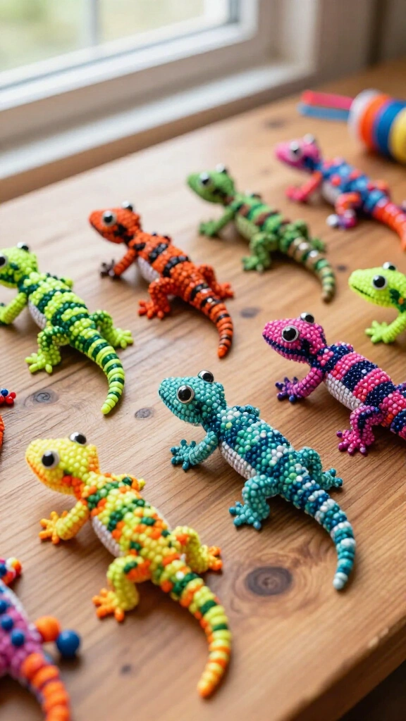 Pony bead lizards and animals