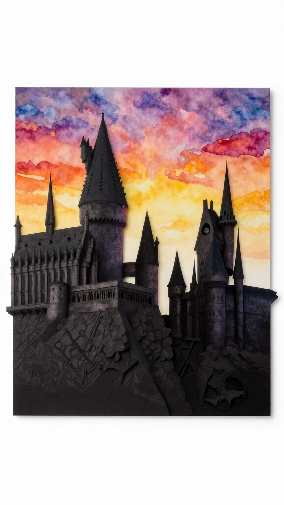 Hogwarts castle silhouette art