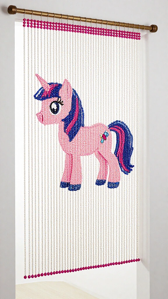 Pony bead curtain or room divider