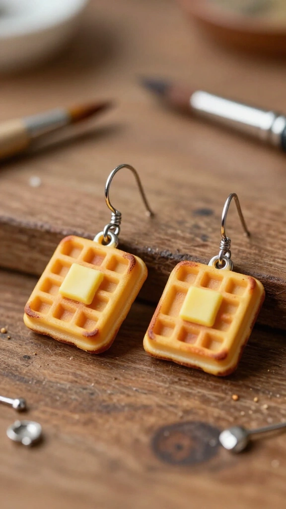 Waffle polymer clay earrings
