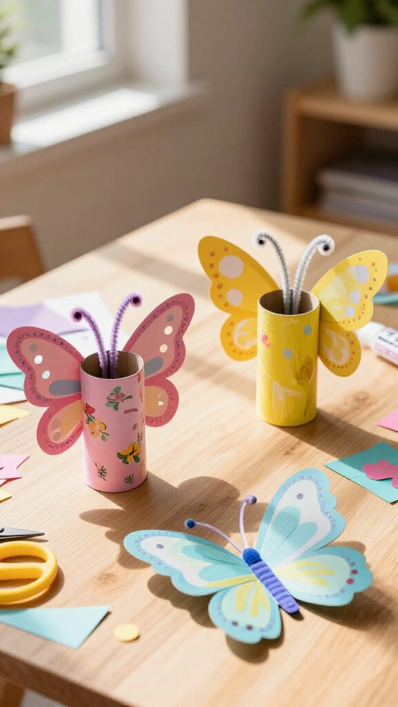 Cardboard Roll Butterfly Sculptures