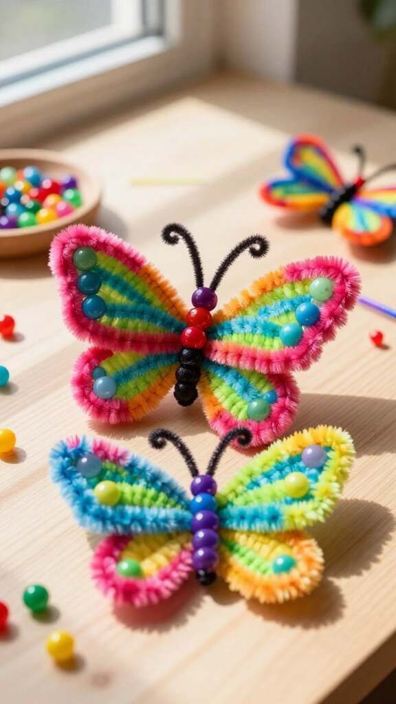 Beaded Pipe Cleaner Caterpillars & Butterflies