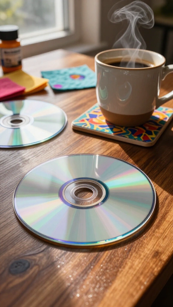 Iridescent CD coasters