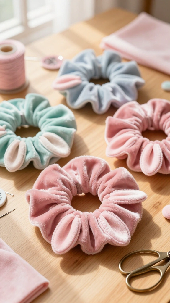 Soft plushie bunny scrunchies