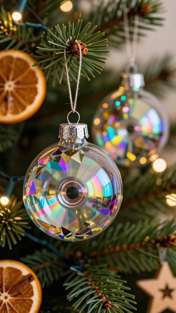 Shiny CD Christmas ornaments