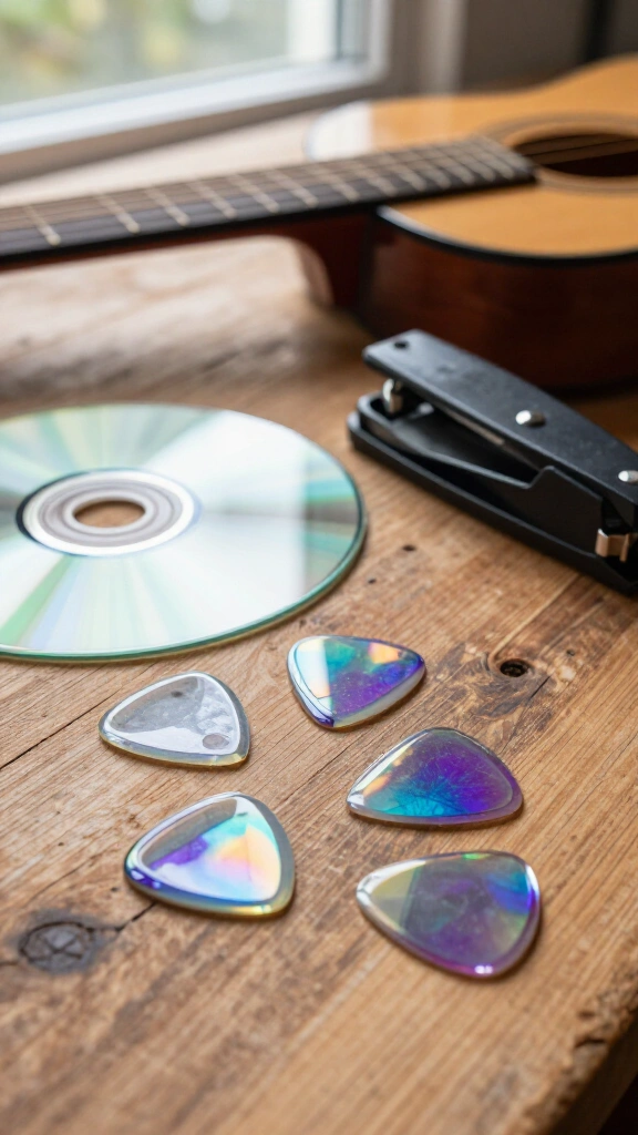 Upcycled CD guitar picks