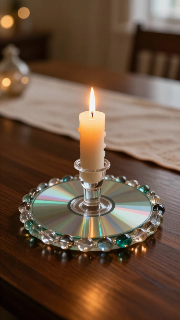 Reflective CD candle holder