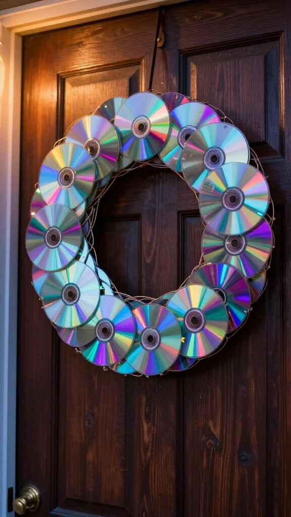 Iridescent CD door wreath
