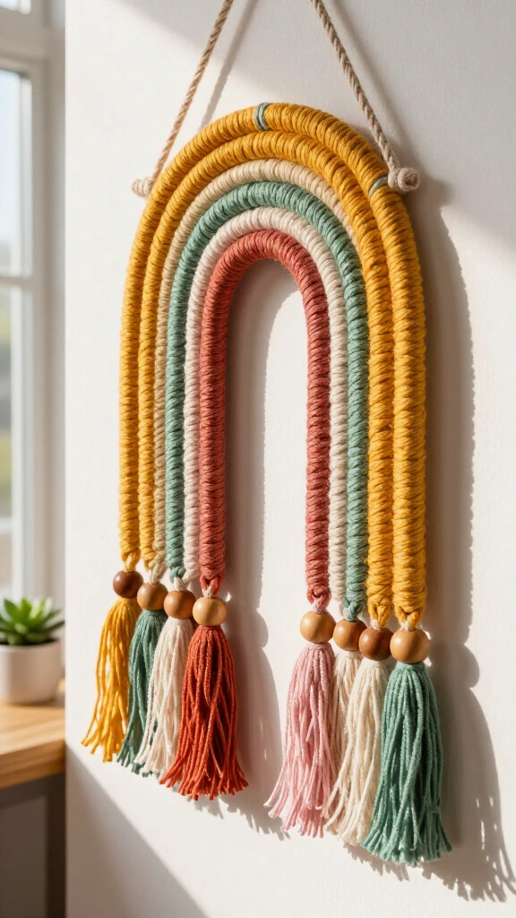 Macrame rainbow wall hanging