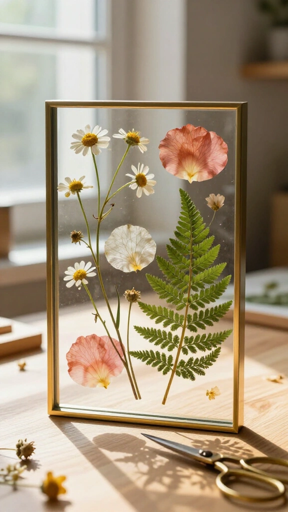 Pressed flower glass frames