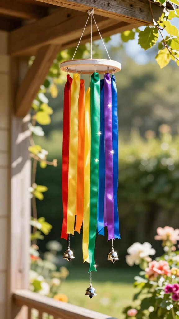 Rainbow ribbon wind chime