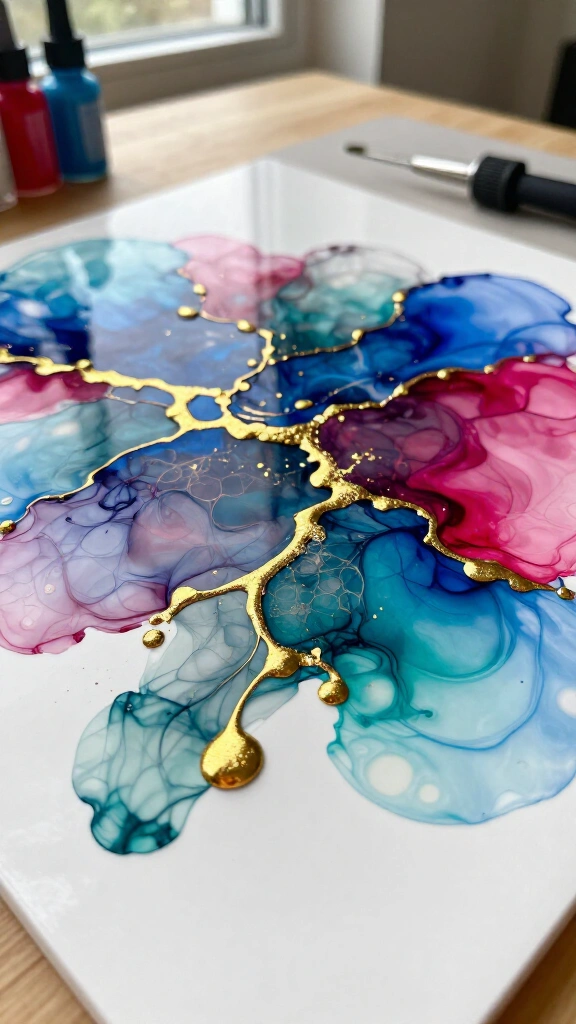 Alcohol ink canvas painting